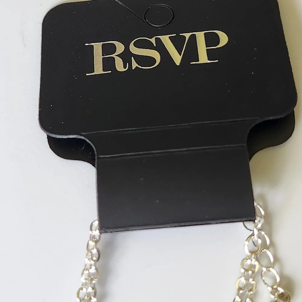 RSVP Double Black Heart Necklace Silver Tone NWT
